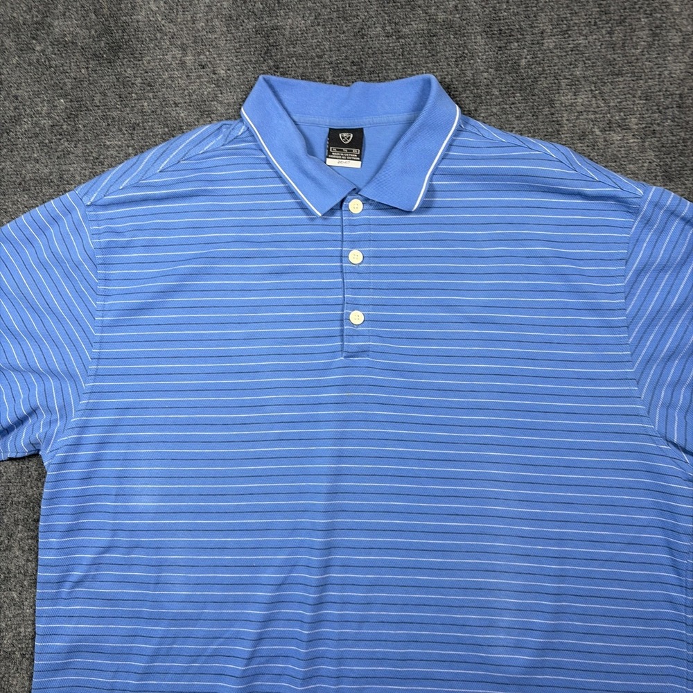 Nike Golf Polo Shirt XL Men's Blue Dri Fit Striped Short Sleeve Active